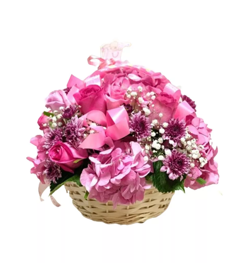Pink Blossom Garden Basket